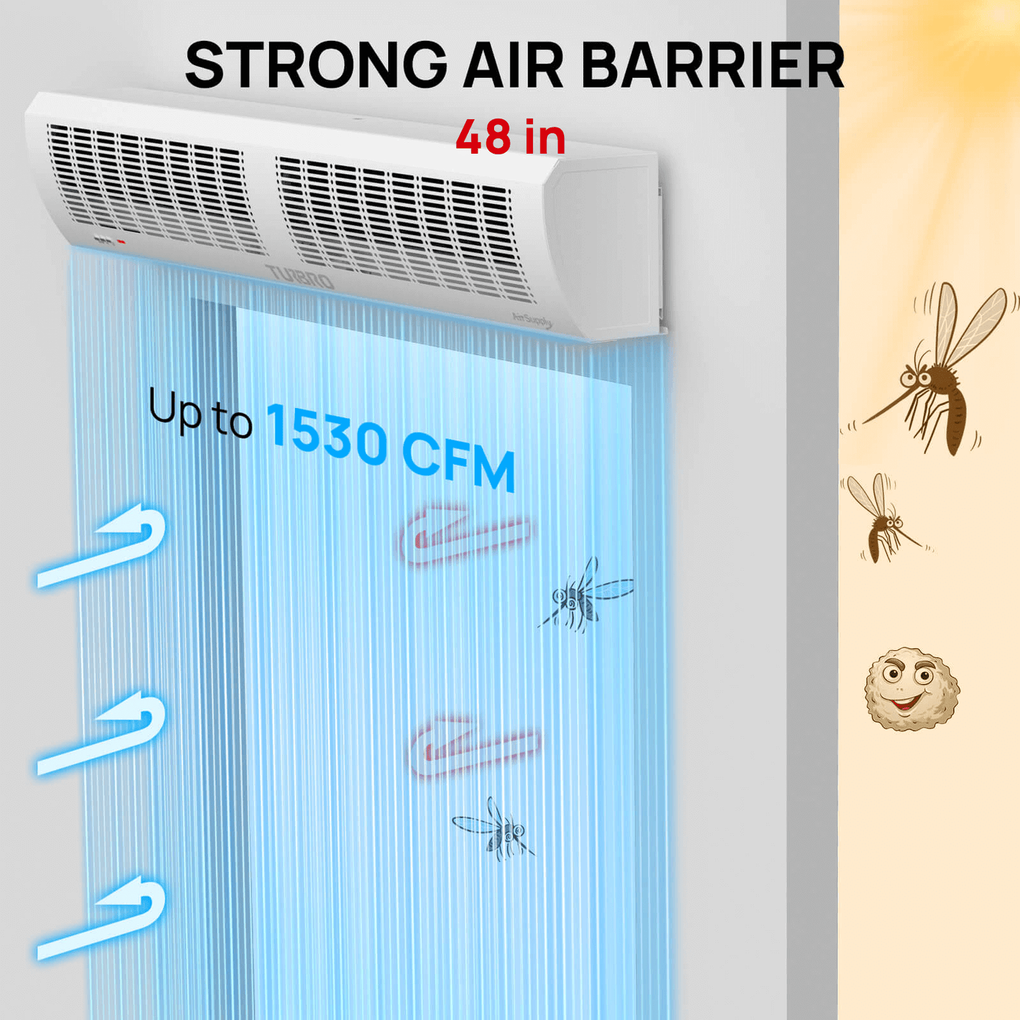 STRONG AIR BARRIER
AC36:Up to 1177 CFM
AC48:Up to 1530 CFM