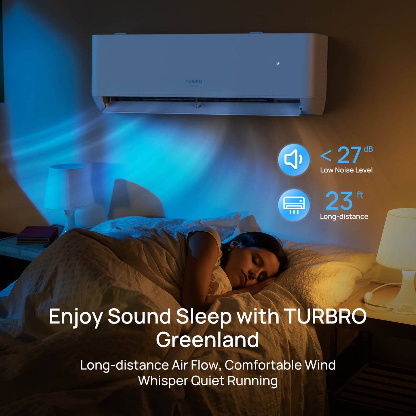 TURBRO 12000 BTU WiFi Enabled, 23 SEER2 Ductless Mini Split AC, Inverter System with Heat Pump, Energy Efficient and Quiet, Cools Up to 550 Sq.Ft., Greenland Series