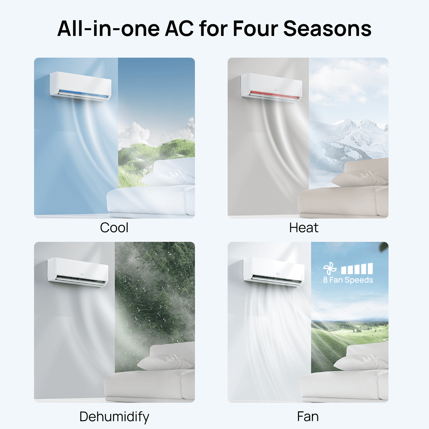 TURBRO 12000 BTU WiFi Enabled, 23 SEER2 Ductless Mini Split AC, Inverter System with Heat Pump, Energy Efficient and Quiet, Cools Up to 550 Sq.Ft., Greenland Series