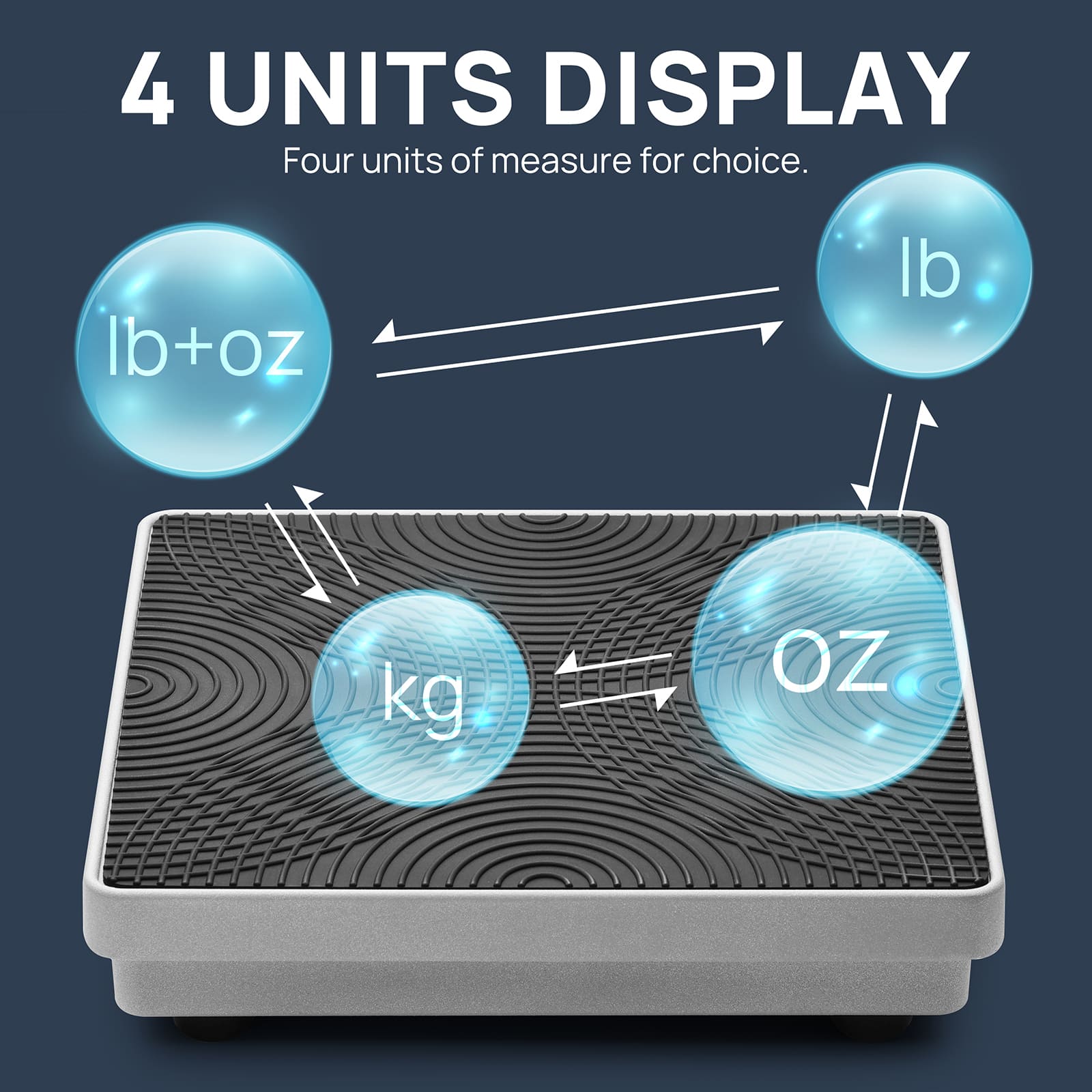 4 UNITS DISPLAY
Switch between four units easily to meet all your measurement needs.