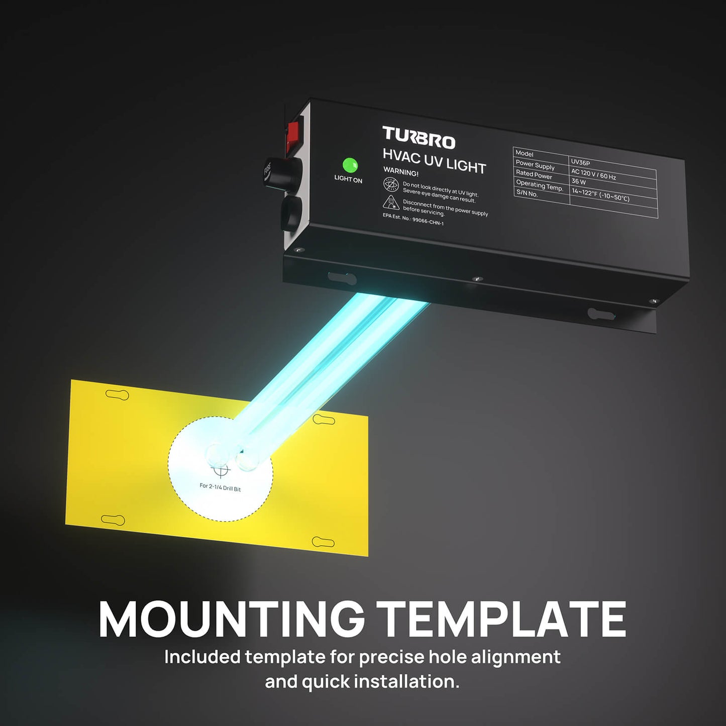 MOUNTING TEMPLATE
Included template for precise hole alignment and quick installation.