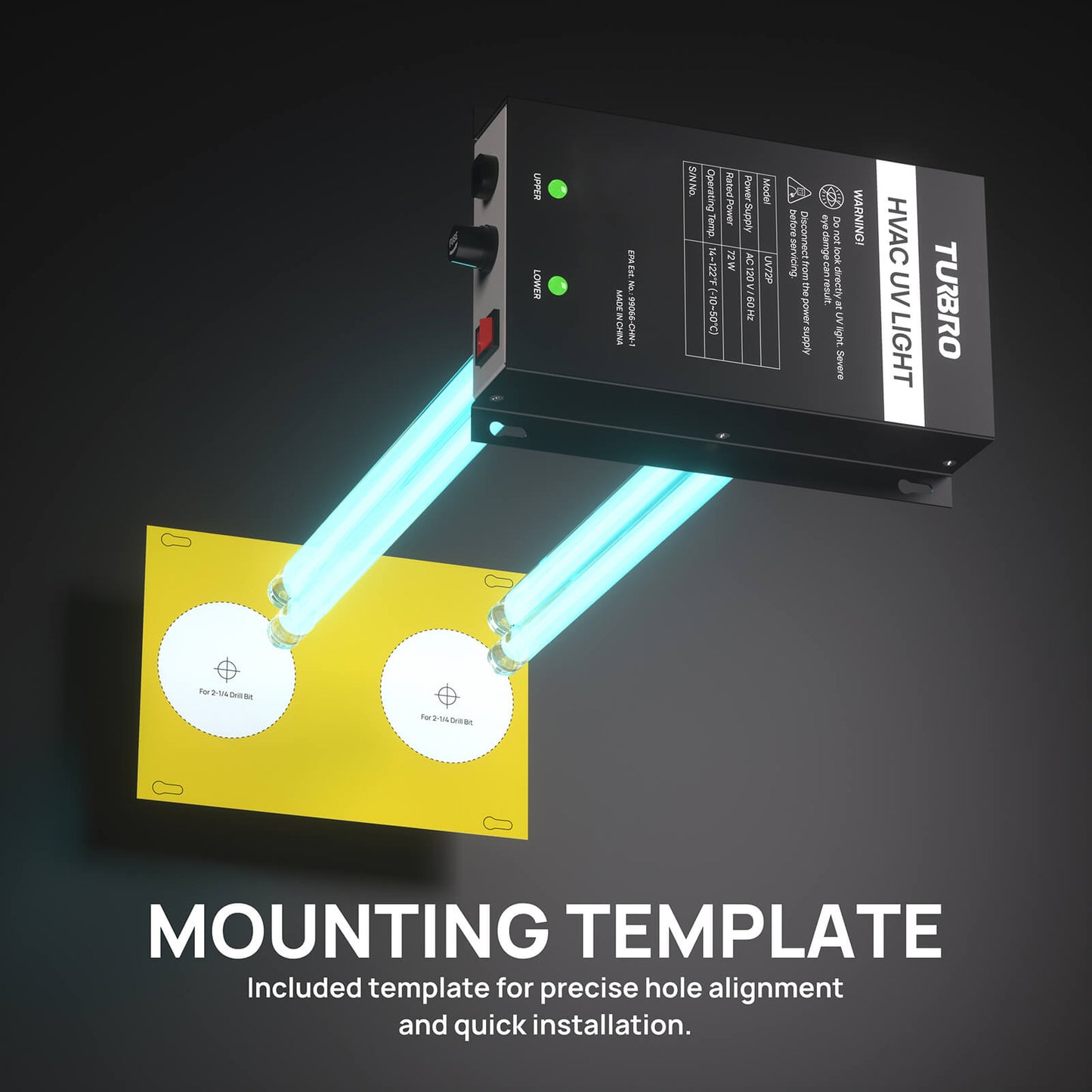 MOUNTING TEMPLATE
Included template for precise hole alignment and quick installation.