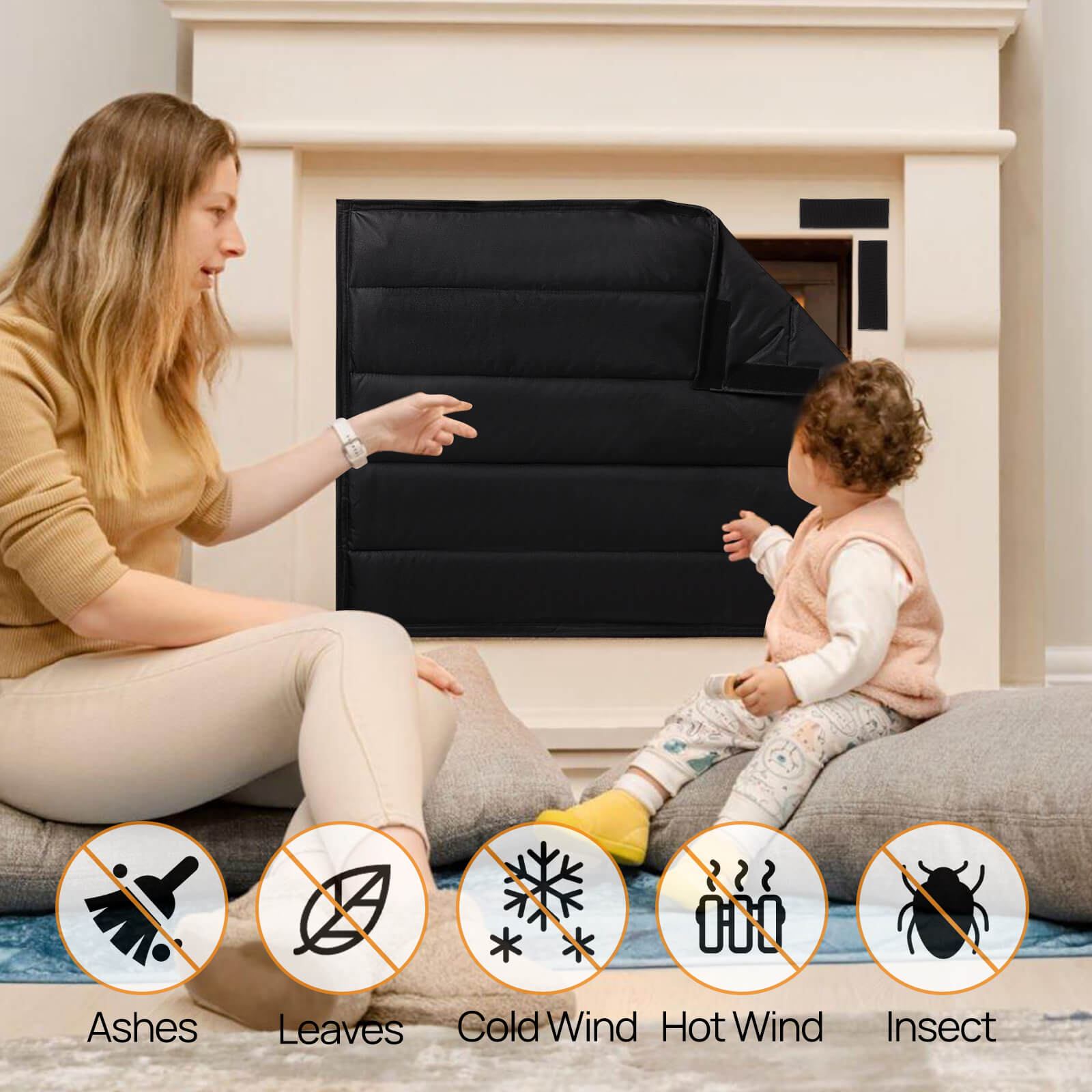 Magnetic Fireplace Cover for Eternal Flame Fireplaces