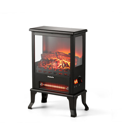 TURBRO Suburbs TS17Q Infrared Electric Fireplace Stove, 19" Freestanding Stove Heater with 3-Sided View, Realistic Flame, Overheating Protection, CSA Certified, for Small Spaces, Bedroom - 1500W