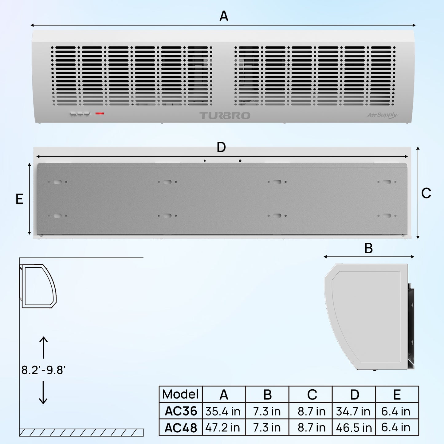 Air Curtain for Doors with Magnetic Door Switch