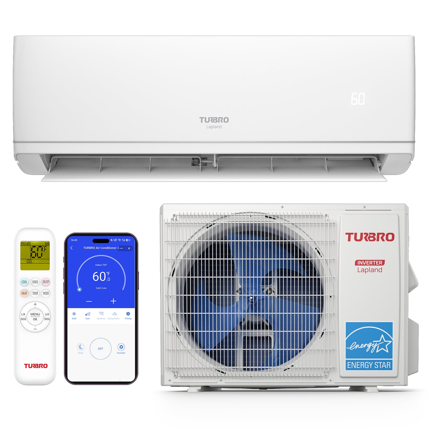 Lapland 18,000 BTU WiFi Ductless Mini Split AC with Heat Pump, 230V (R32)
