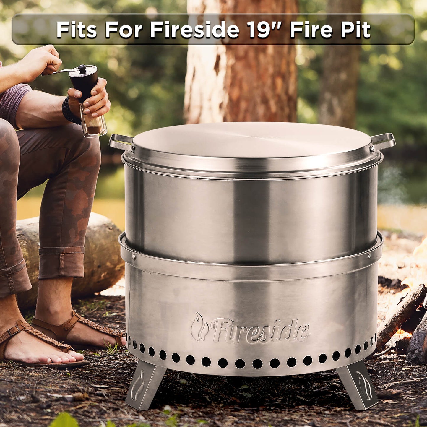 TURBRO Pluto 19 in. Lid, 304 Stainless Steel Fire Pit Accessories for Outdoor Fire Pits and Camping Accessories