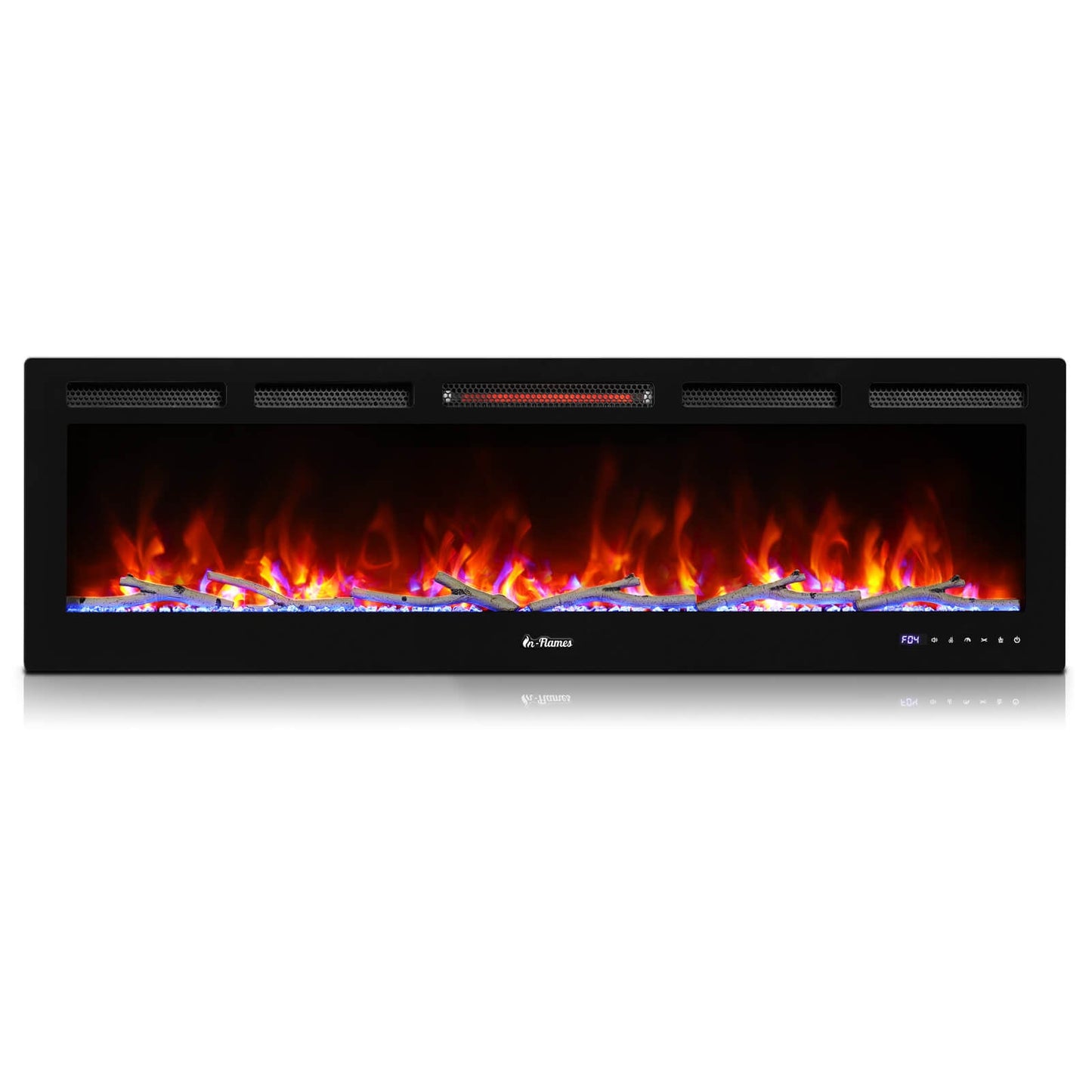 (Open Box) In Flames WiFi Smart Wall Mounted Electric Fireplace - Tempered Glass