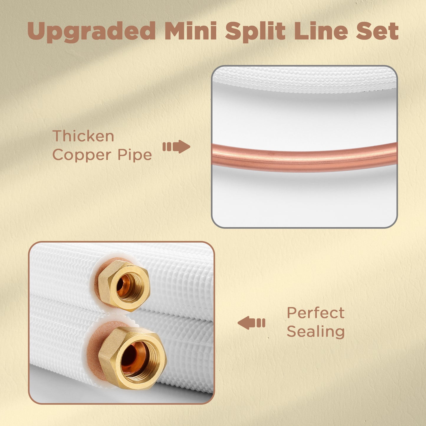 TURBRO Mini Split Line Set, Thickened Copper Line for Mini Split or Heat Pump and HVAC with Fittings
