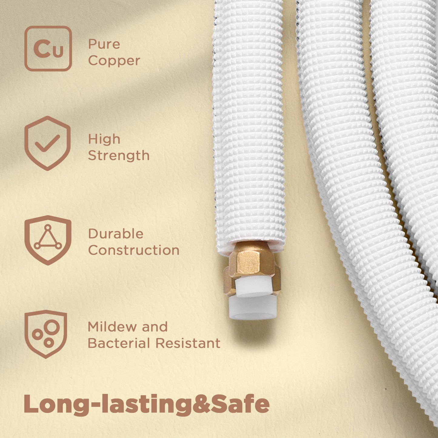 TURBRO Mini Split Line Set, Thickened Copper Line for Mini Split or Heat Pump and HVAC with Fittings