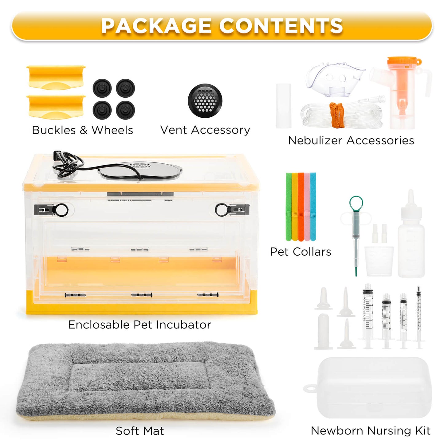 TURBRO Puppy Incubator with Heating & Fan, for Newborn Puppies and Kittens, with Multifunctional LED Control Panel, Nebulizer Accessories, Temperature and Humidity Detection, FCC Certified, 85L