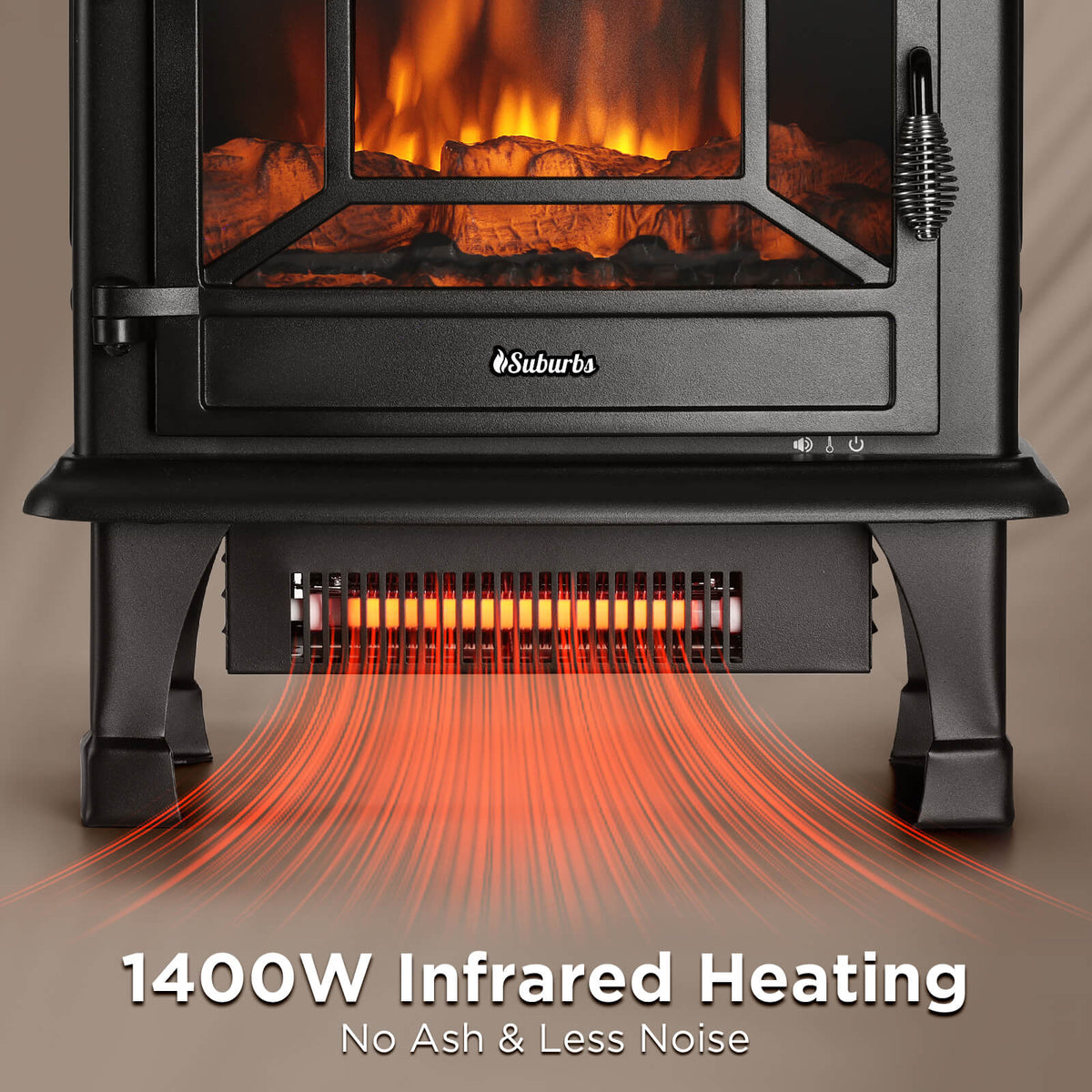 TURBRO Suburbs TS20 Electric Fireplace Infrared Heater, 20 Freestanding  Fireplace Stove with Realistic Dancing Flame Effect