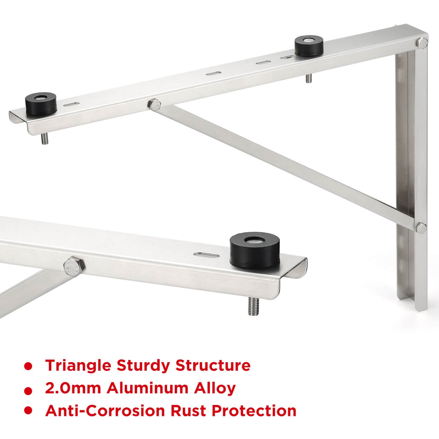 TURBRO Wall Mount Stand for Mini Split Ductless Air Conditioner Heat Pump System, Sturdy Aluminum Alloy Bracket, Support Condenser up to 440 lbs (7,000-24,000 BTU), 1 Pair