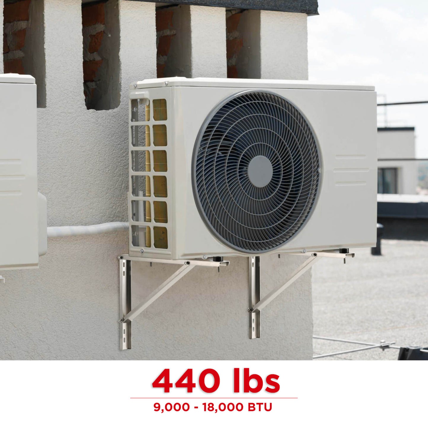 TURBRO Wall Mount Stand for Mini Split Ductless Air Conditioner Heat Pump System, Sturdy Aluminum Alloy Bracket, Support Condenser up to 440 lbs (7,000-24,000 BTU), 1 Pair