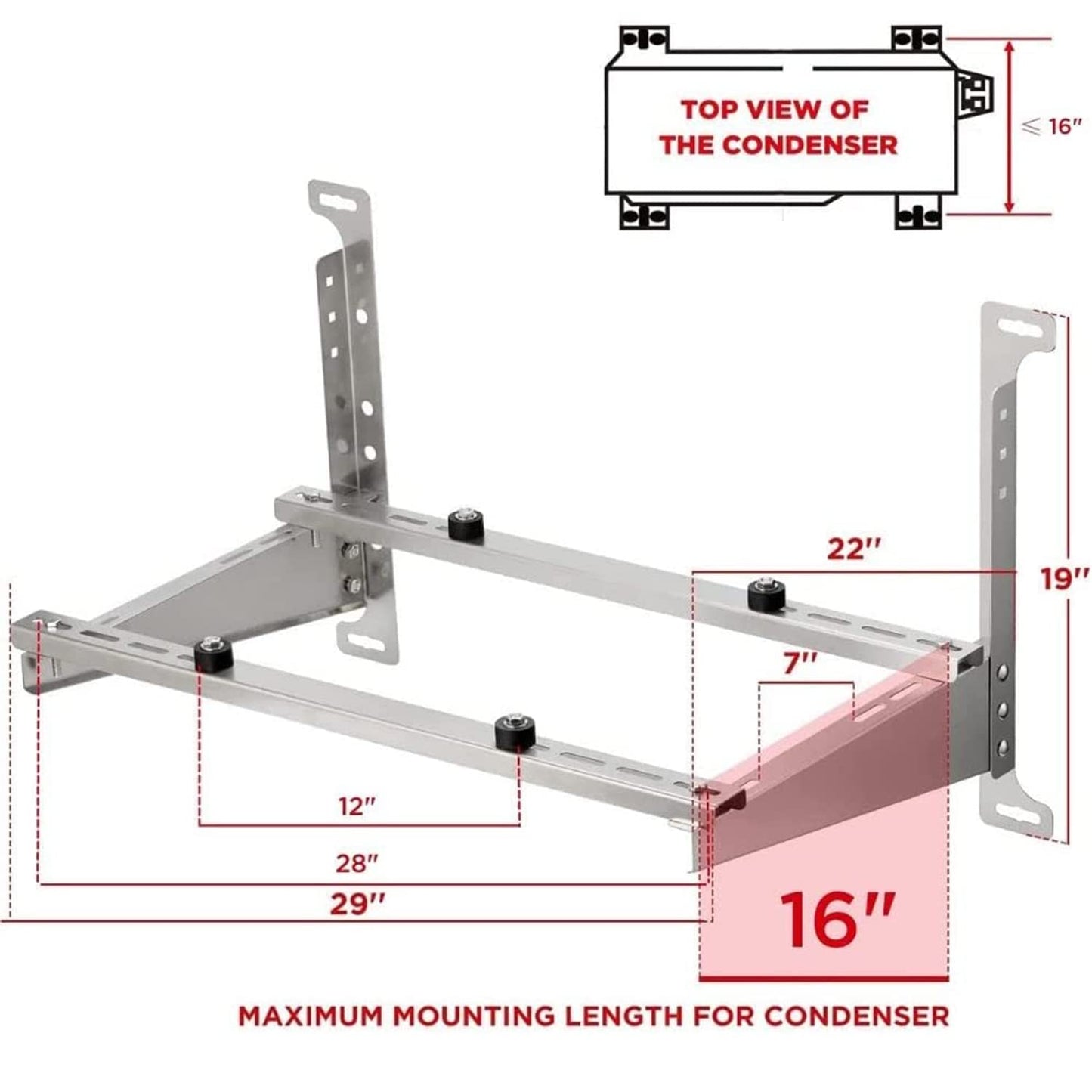 TURBRO Wall Mount Stand for Mini Split Ductless Air Conditioner Heat Pump System, Sturdy Aluminum Alloy Bracket