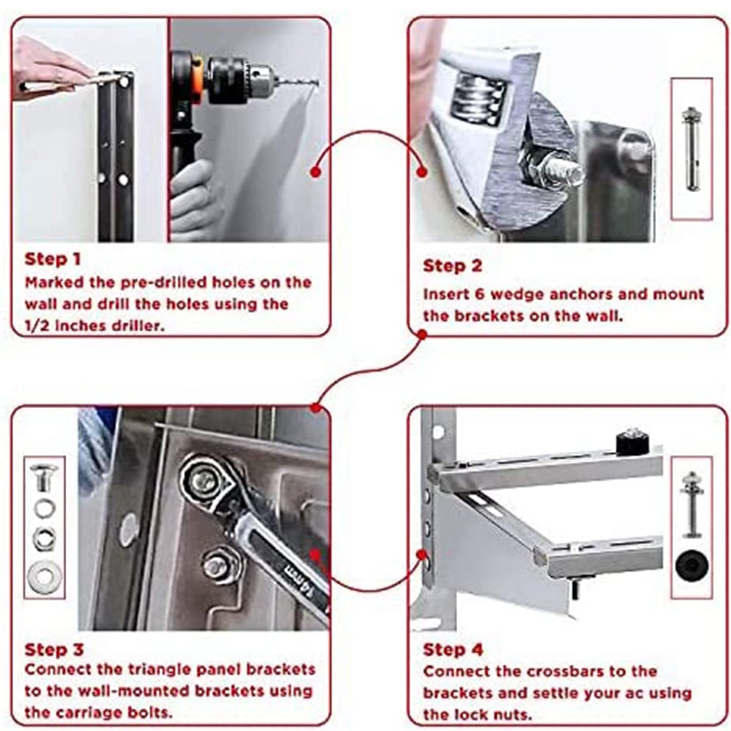 TURBRO Wall Mount Stand for Mini Split Ductless Air Conditioner Heat Pump System, Sturdy Aluminum Alloy Bracket
