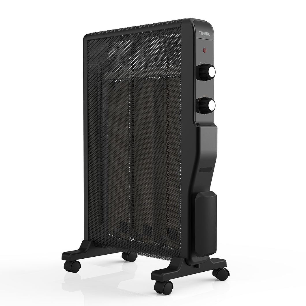 TURBRO Arcade HR1500 Electric Mica Space Heater 1500W, Room and Office Heating with Thermostat and Safety Protection, 2 Heat Settings, Quiet, 120V, Black