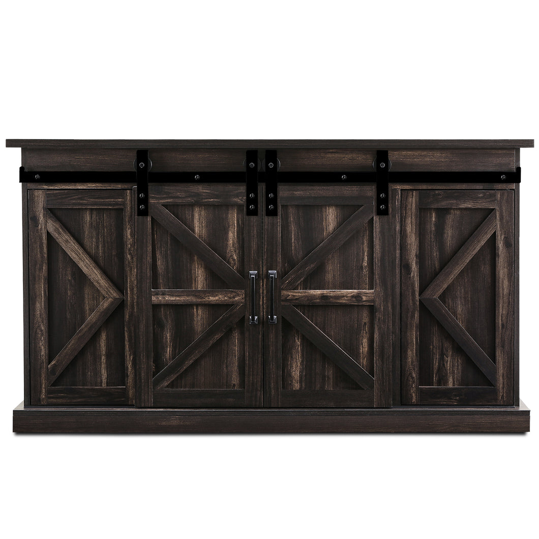 TURBRO Fireside Sliding Barn Door TV Stand, Supports TVs up to 65