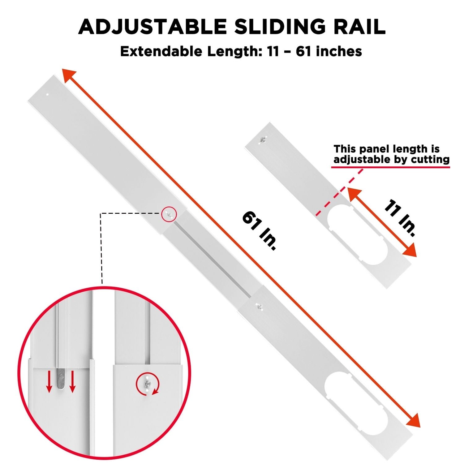 TURBRO Portable Air Conditioner Window Vent Kit, Window Slide Kit Plate for Portable Air Conditioner, Adjustable Length Portable AC Vent Kit for Exhaust Hose of 5 Inch