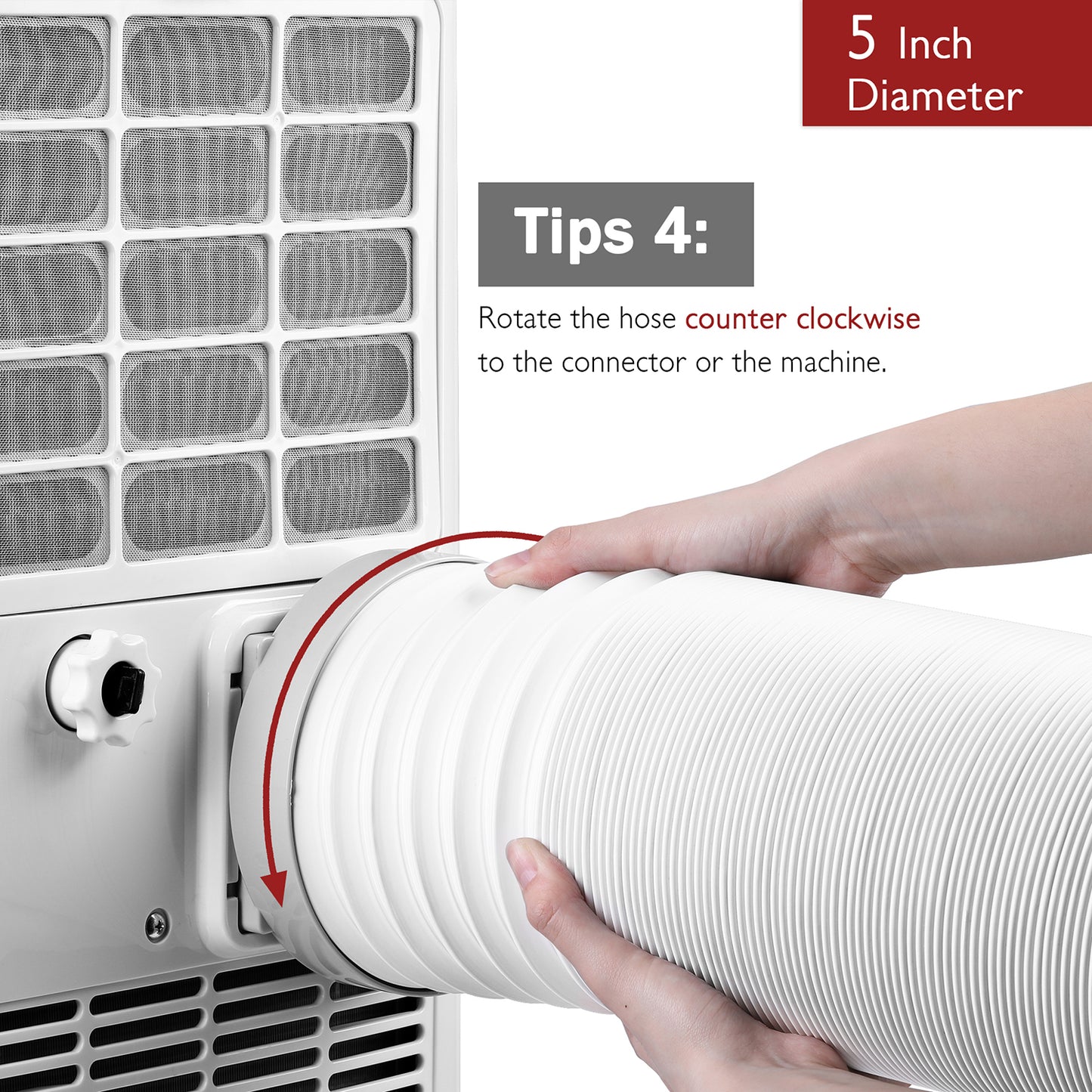 TURBRO Portable Air Conditioner Universal Exhaust Hose - 5 Inch Diameter, 78 Inch Length, Anti-Clockwise Thread