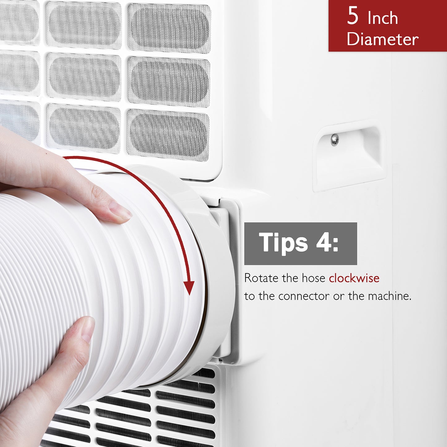 TURBRO Portable Air Conditioner Universal Exhaust Hose - 5 Inch Diameter, 78 Inch Length, Clockwise Thread