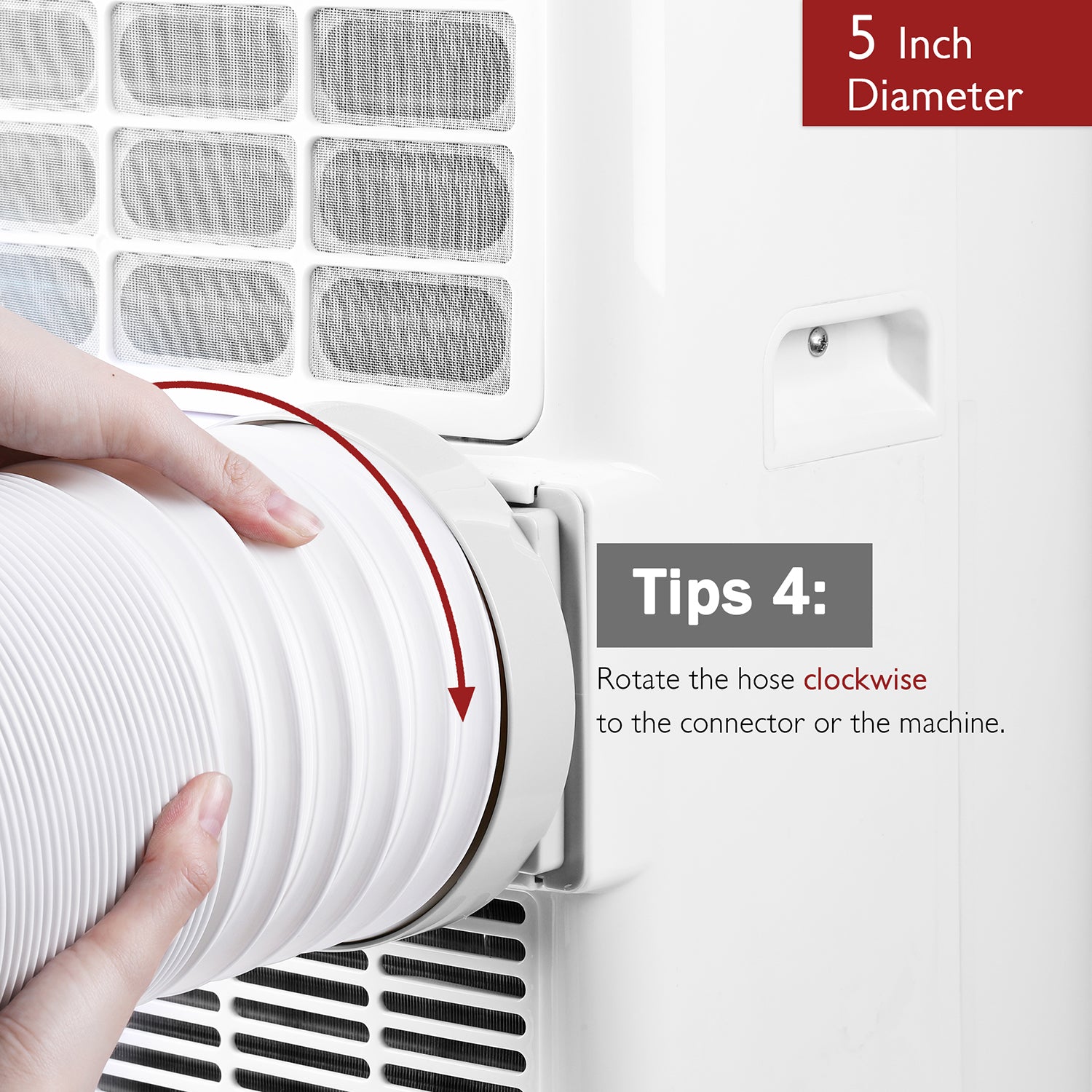 TURBRO Portable Air Conditioner Universal Exhaust Hose - 5 Inch Diameter, 78 Inch Length, Clockwise Thread