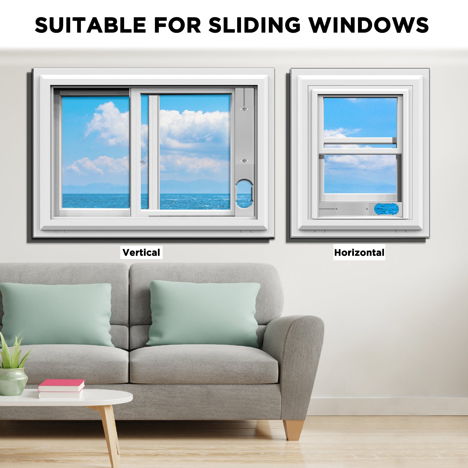 TURBRO Portable Air Conditioner Window Vent Kit, Window Slide Kit Plate for Portable Air Conditioner, Adjustable Length Portable AC Vent Kit for Exhaust Hose of 5 Inch