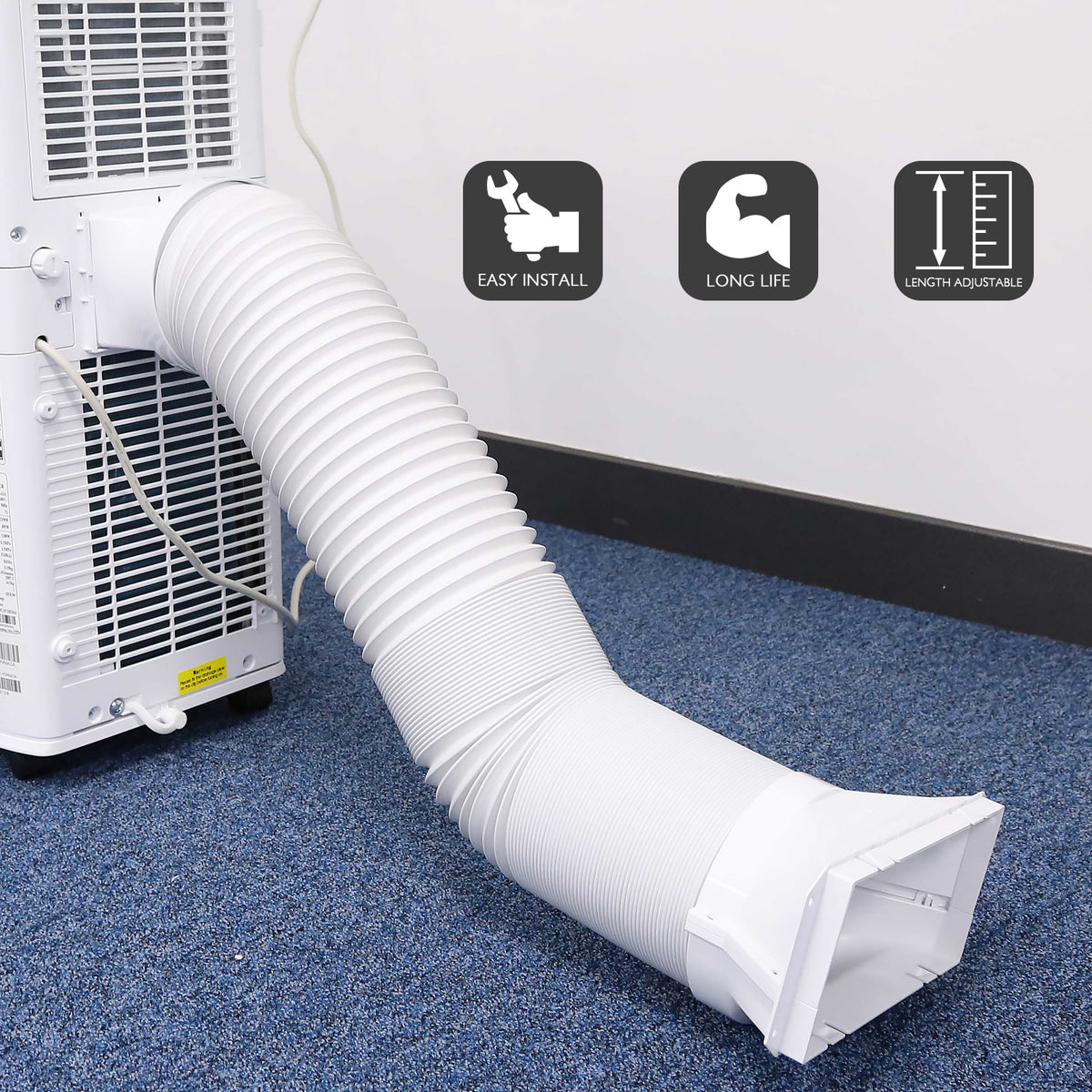 TURBRO Portable Air Conditioner Universal Exhaust Hose 5 Inch Diameter 78 Inch Length Anti Clockwise Thread