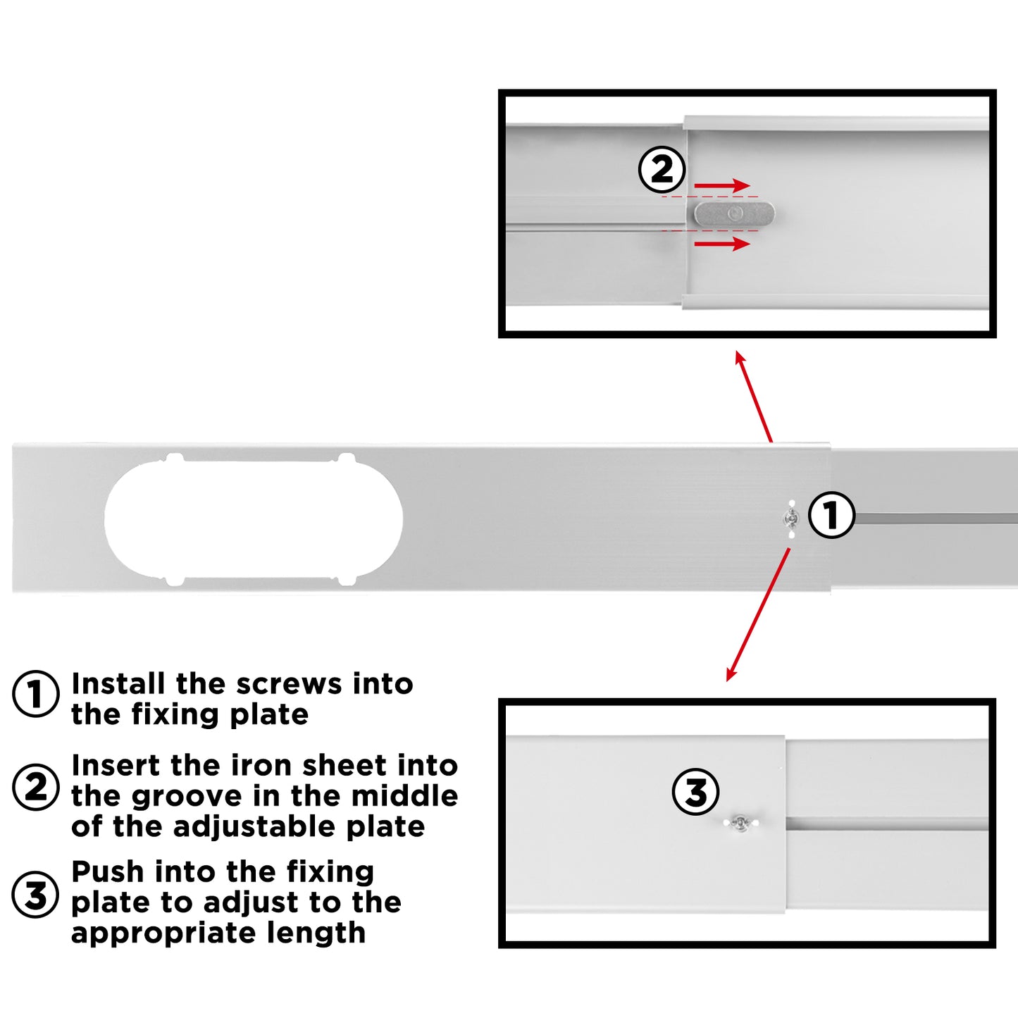 TURBRO Portable Air Conditioner Window Vent Kit, Window Slide Kit Plate for Portable Air Conditioner, Adjustable Length Portable AC Vent Kit for Exhaust Hose of 6 Inch