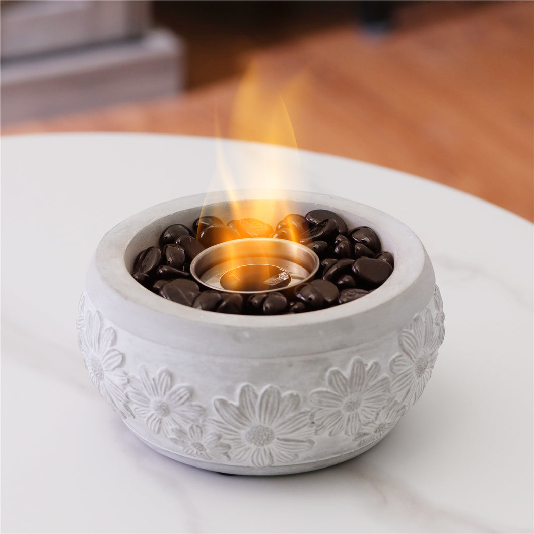 Cement Tabletop Fire Pit - Antique White