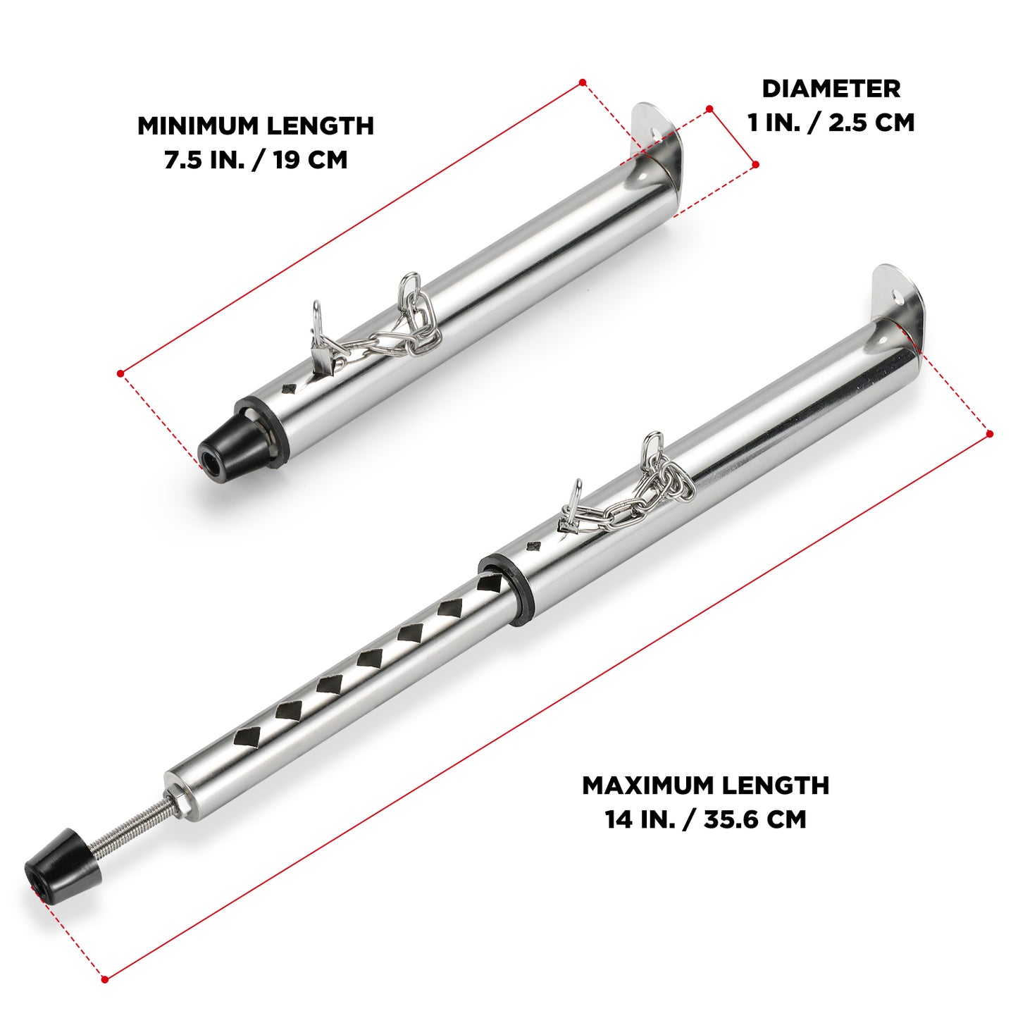 TURBRO Adjustable Window Security Lock Bar, Sliding Door Jammer, Extendable from 7.5" to 13.5" for Sliding Windows with AC Unit Installed, Stainless Steel | 14''