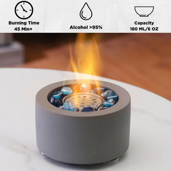 TURBRO Cement Tabletop Fire Pit for Outdoor - Ventless Fire Bowl, Odorless, Smokeless - Fueled by Ethanol Alcohol - Dark Gray ,view 2