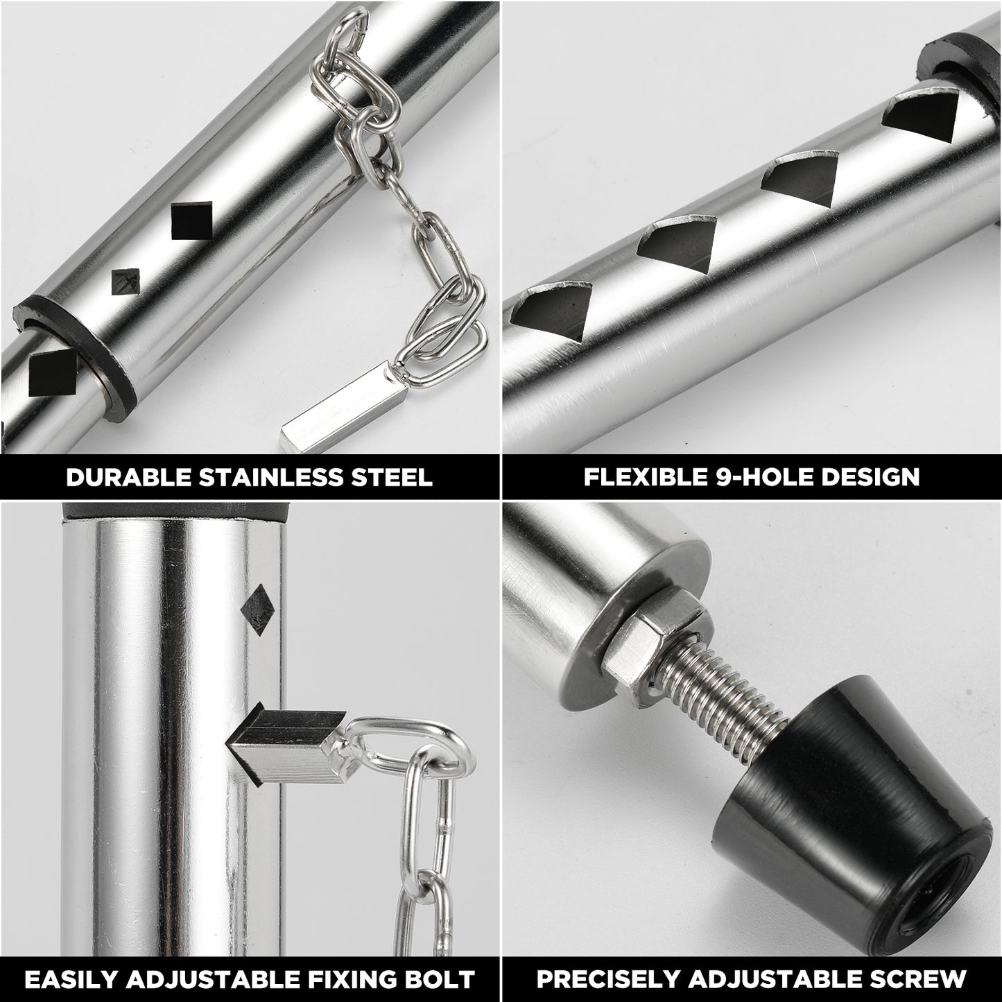 TURBRO Adjustable Window Security Lock Bar, Sliding Door Jammer, Extendable from 7.5" to 13.5" for Sliding Windows with AC Unit Installed, Stainless Steel | 14''