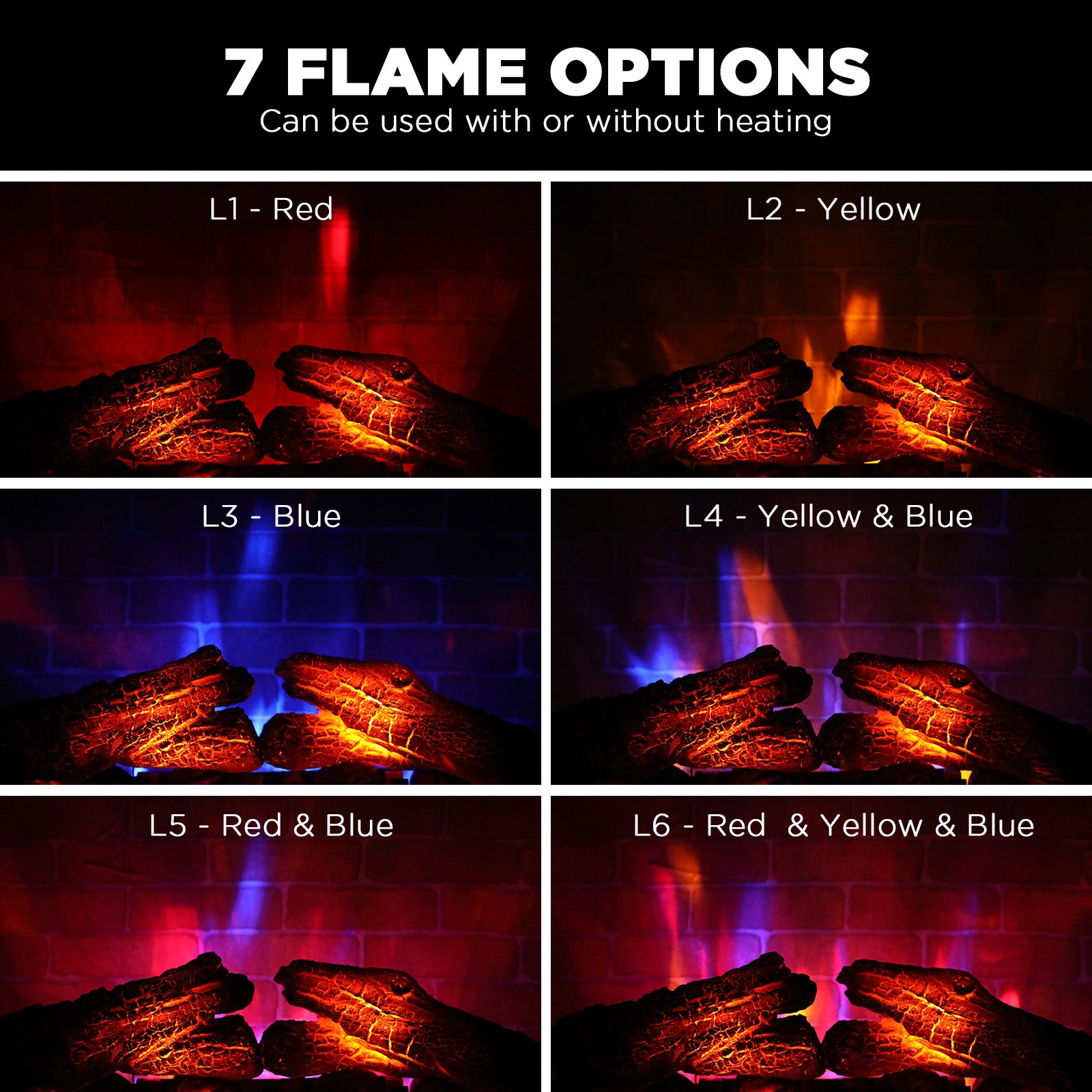 TURBRO Firelake 27-Inch Electric Fireplace Heater - Freestanding Fireplace with Mantel, No Assembly Required - 7 Adjustable Flame Effects, Overheating Protection, CSA Certified - 1400W, Black Walnut