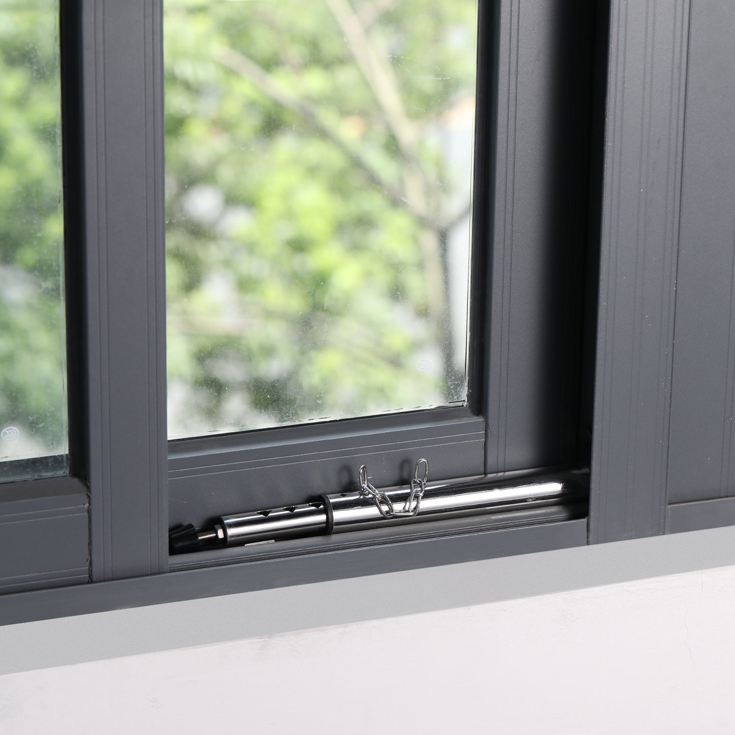 TURBRO Adjustable Window Security Lock Bar, Sliding Door Jammer, Extendable from 7.5" to 13.5" for Sliding Windows with AC Unit Installed, Stainless Steel | 14''