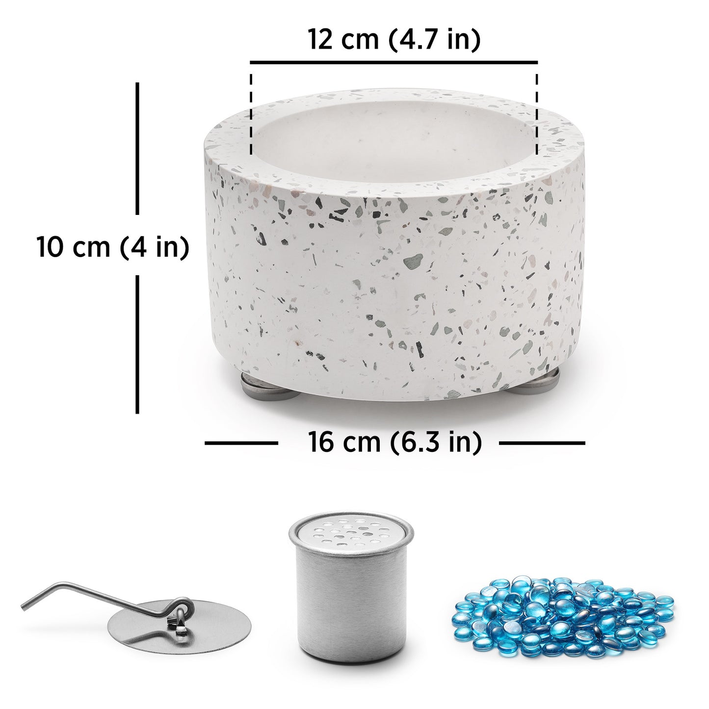 TURBRO Ceramic Tabletop Fire Pit for Outdoor - Ventless Fire Bowl, Odorless, Smokeless - Fueled by Ethanol Alcohol