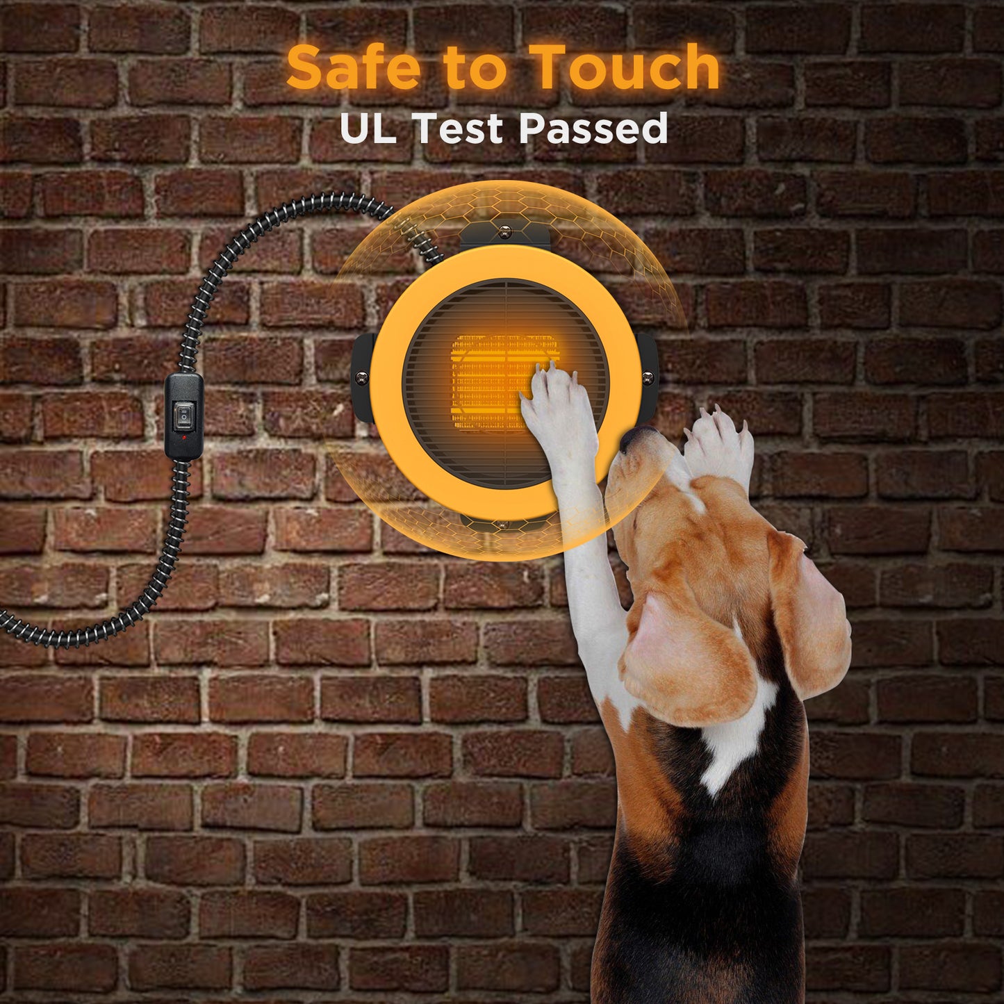 TURBRO Neighborhood Dog House Heater 400W, Wall Mount, 10ft Anti Bite Cord, Waterproof Control, Overheat Protection, Electric Warmer for Hound Kennel Cat Cage Chicken Coop Rabbit Hutch, UL Test Passed