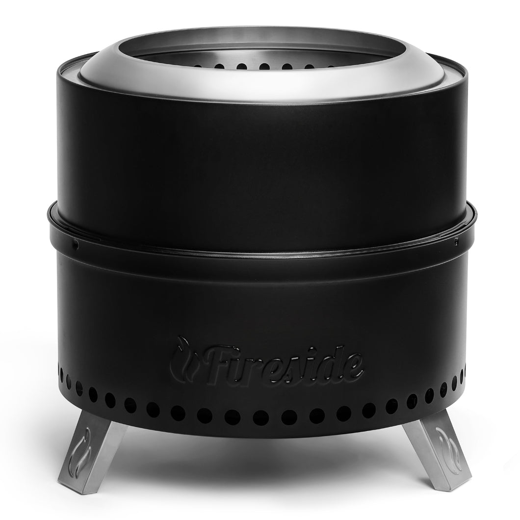 TURBRO Fireside 19 Inch Smokeless Fire Pit for Outdoor Wood Burning, Portable Stainless Steel Camping Stove with Stand, Removable Ash Pan, Waterproof Storage Bag, Nested Design, Pluto R19-PG, Black