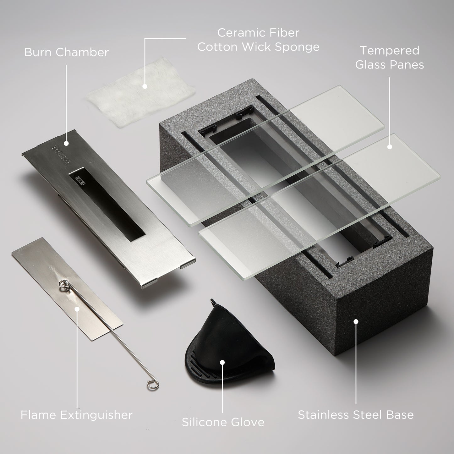 TURBRO Tabletop Ethanol Fuel Fire Pit, Portable Alcohol Fireplace Bowl for Indoor, Patio, Outdoor, Balcony, Smokeless Odorless Clean Burning, Modern Decor, Cement, Fireside FP14CG