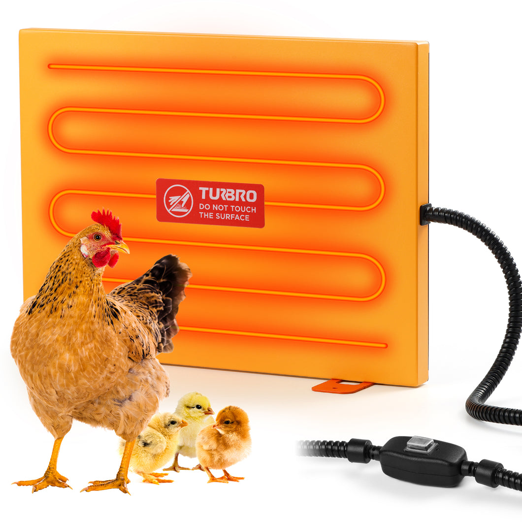 TURBRO Neighborhood Chicken Coop Heater, 200 Watts Aluminum Radiant Heat Pet Warmer, Lightweight Flat Panel Heater for Chicks, Hens - 2 Heating Levels, Install by Wall-mounted and Stand Up