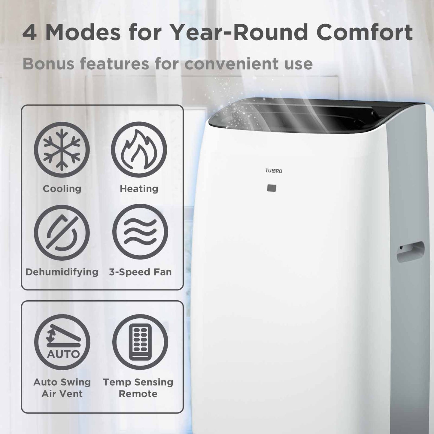 TURBRO Greenland 14,000 BTU Portable Air Conditioner & Heater (10,000 BTU 2017 New DOE)
