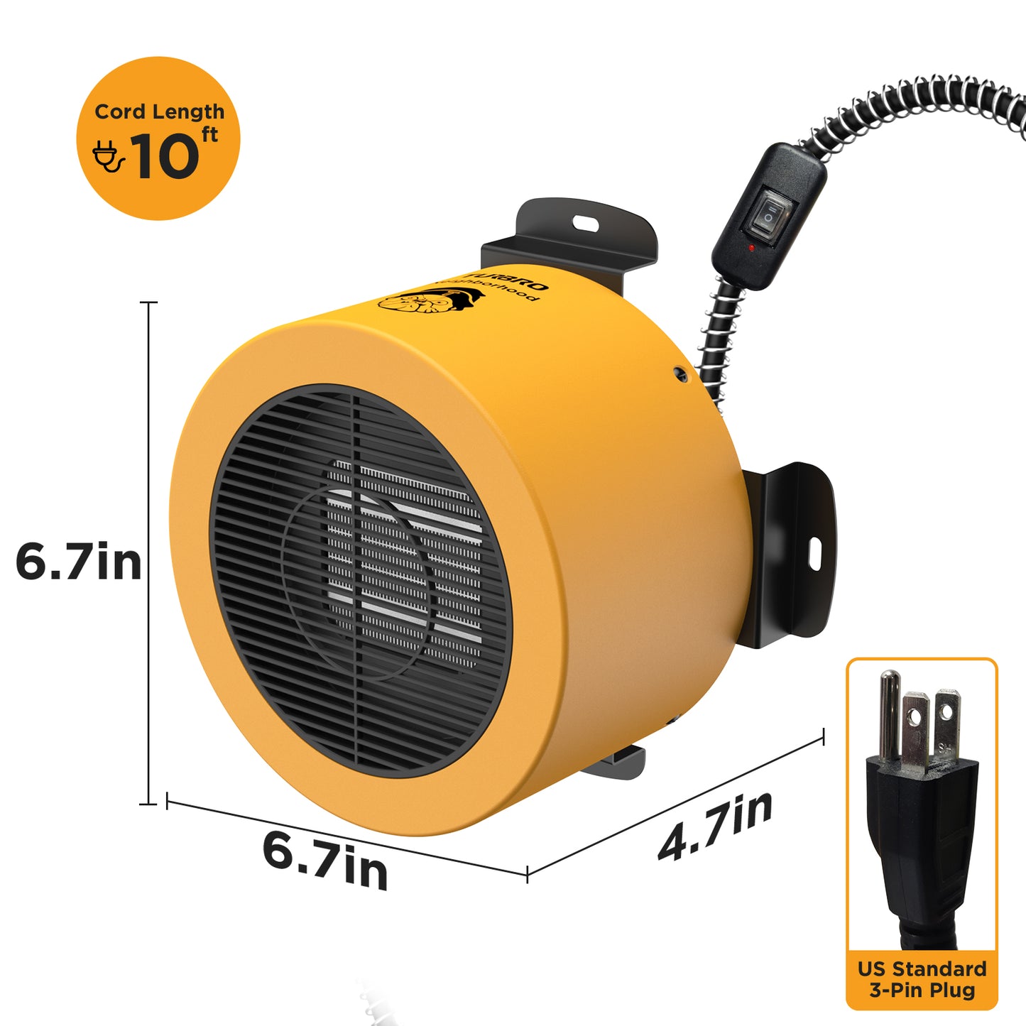 TURBRO Neighborhood Dog House Heater 400W, Wall Mount, 10ft Anti Bite Cord, Waterproof Control, Overheat Protection, Electric Warmer for Hound Kennel Cat Cage Chicken Coop Rabbit Hutch, UL Test Passed