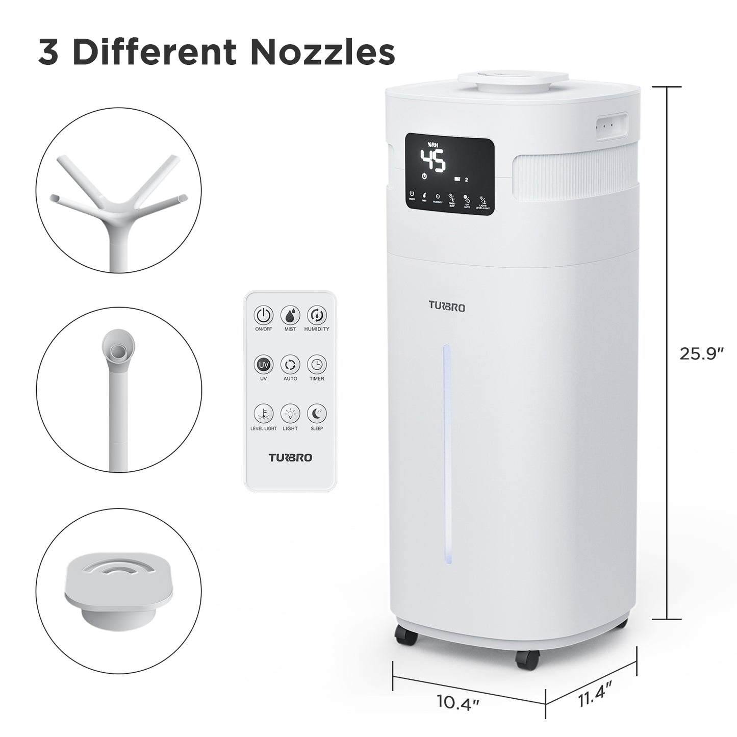 TURBRO Commercial Humidifier, 5.3Gal/20L Ultrasonic Air Vaporizer for Large Rooms up to 2000 Sq Ft, UV-C LED, Top Refill, with 360° Nozzle for Whole House, Office, Greenhouse, Plant, Greenland GLH20