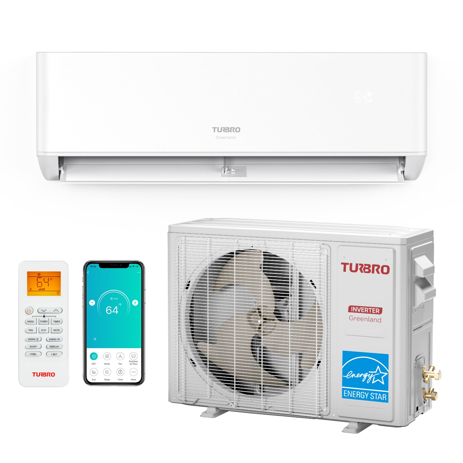 TURBRO 12000 BTU Ductless Mini Split AC with WiFi, Inverter System and ...