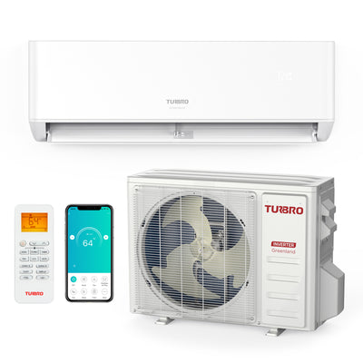 TURBRO 18000 BTU Ductless Mini Split AC with Heat Pump, WiFi-Enabled, Energy Efficient, Cools up to 1000 Sq.Ft., 230V, 22 SEER2, Greenland Series