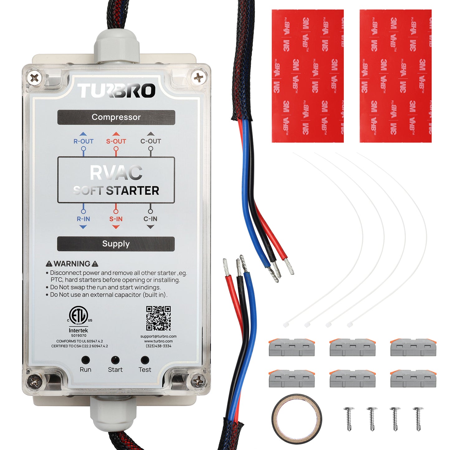 Turbo RVAC Soft Starter with wiring harness and connectors on a white background