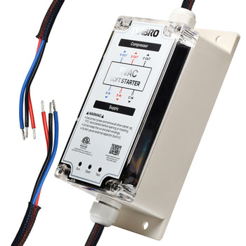 Compressor soft starter with wiring on a white background,view 1