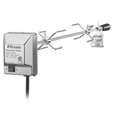 TURBRO Stainless Steel Rotisserie Kit for Most Gas Grills - Includes 4W Electric Motor, 5/16" Square Spit Rod, Adjustable Height Support Bracket, Meat Forks - Ideal for Outdoor BBQ and Gatherings