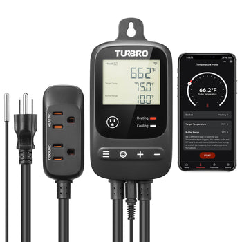 TURBRO Smart Temperature Controller Heating Cooling, WiFi-Enabled Thermostat with Timer and Temperature Monitoring for Home Brewing, Seedling, Greenhouse, and Reptile Terrarium, TC01,view 1