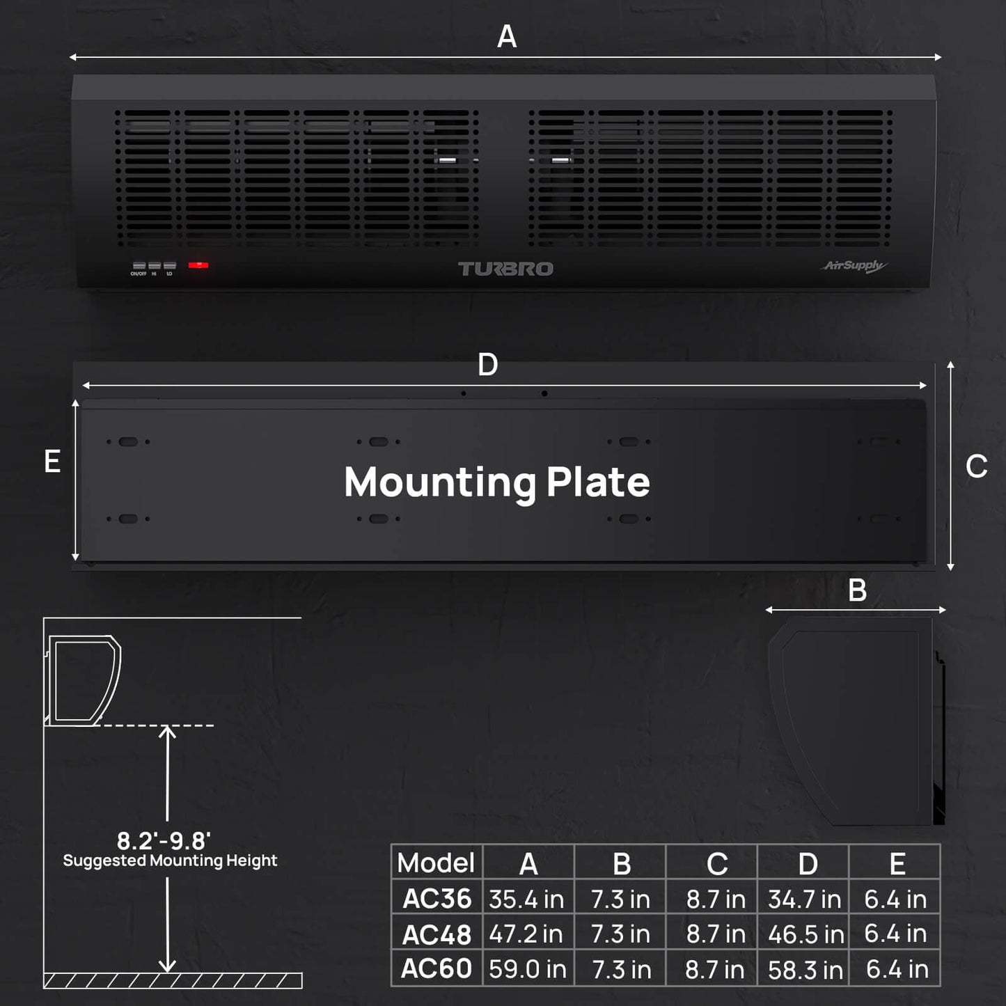 Air Curtain for Doors with Magnetic Door Switch